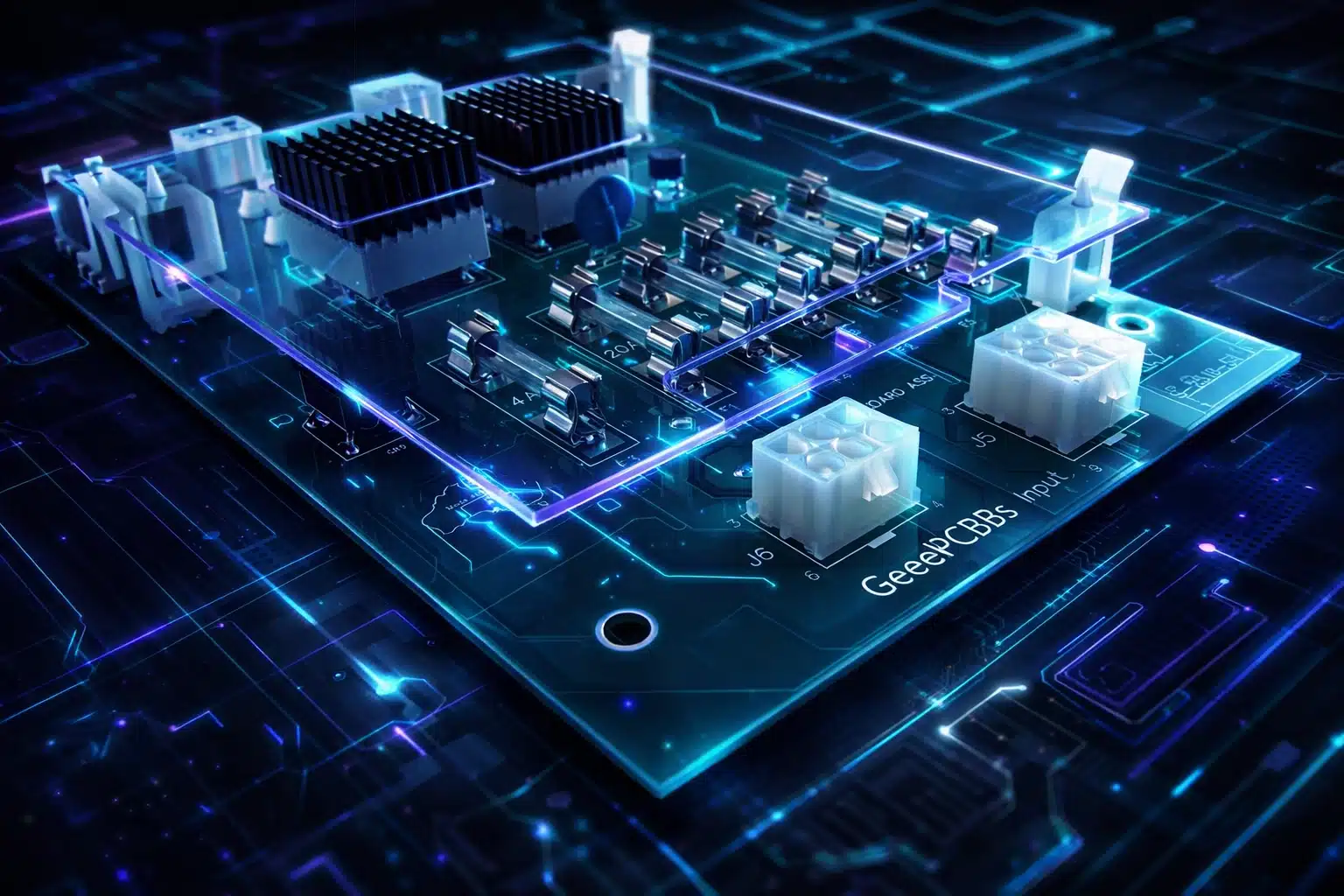 Bally Rectifier Board AS-2518-54 with plastic cover, enhanced with GeekPCBs neon tech effects
