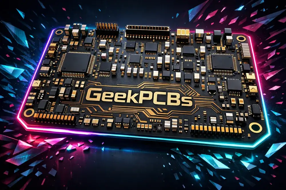 Close-up of modern SMD components on a high-quality GeekPCBs arcade board.