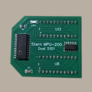Detail view of the GeekPCBs Stern MPU-200 Dual 5101 NVRAM module