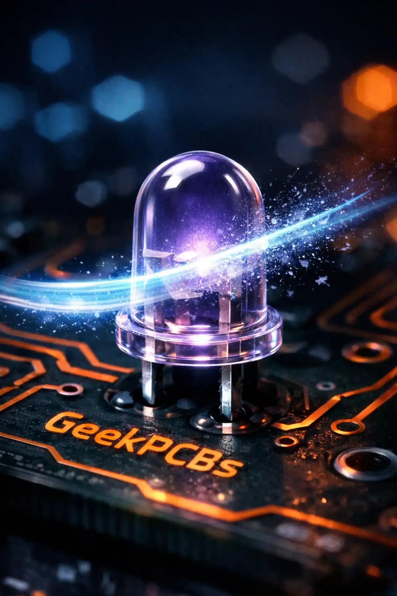 Close up of an IR LED on a pinball PCB highlighting the need for clean optical sensors.